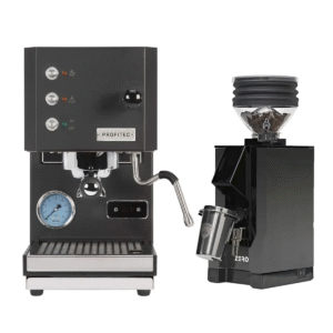Profitec Go (Black) Espresso Machine and Eureka Mignon Zero Grinder (Black with Black Spout) Bundle